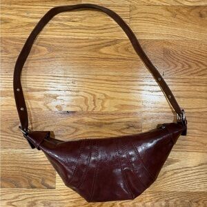 Dark Red Crossbody Crescent / Croissant bag